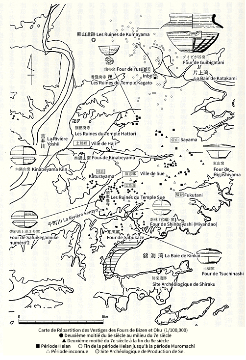 邑久古窯跡群・備前焼窯跡分布図